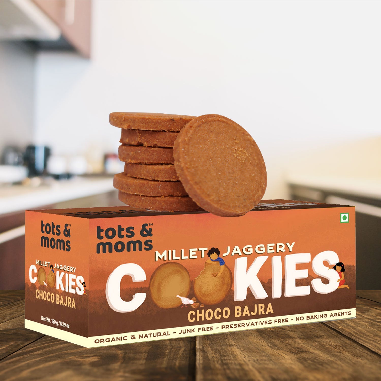 Tots & Moms Millet & Jaggery Cookies - Choco Bajra | 150g - HS08