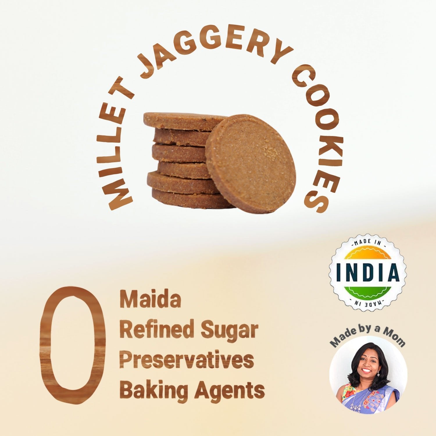 Tots & Moms Millet & Jaggery Cookies - Sweet & Savory | 150g - HS07