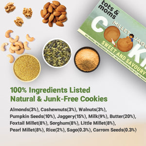 Tots & Moms Millet & Jaggery Cookies - Sweet & Savory | 150g - HS07