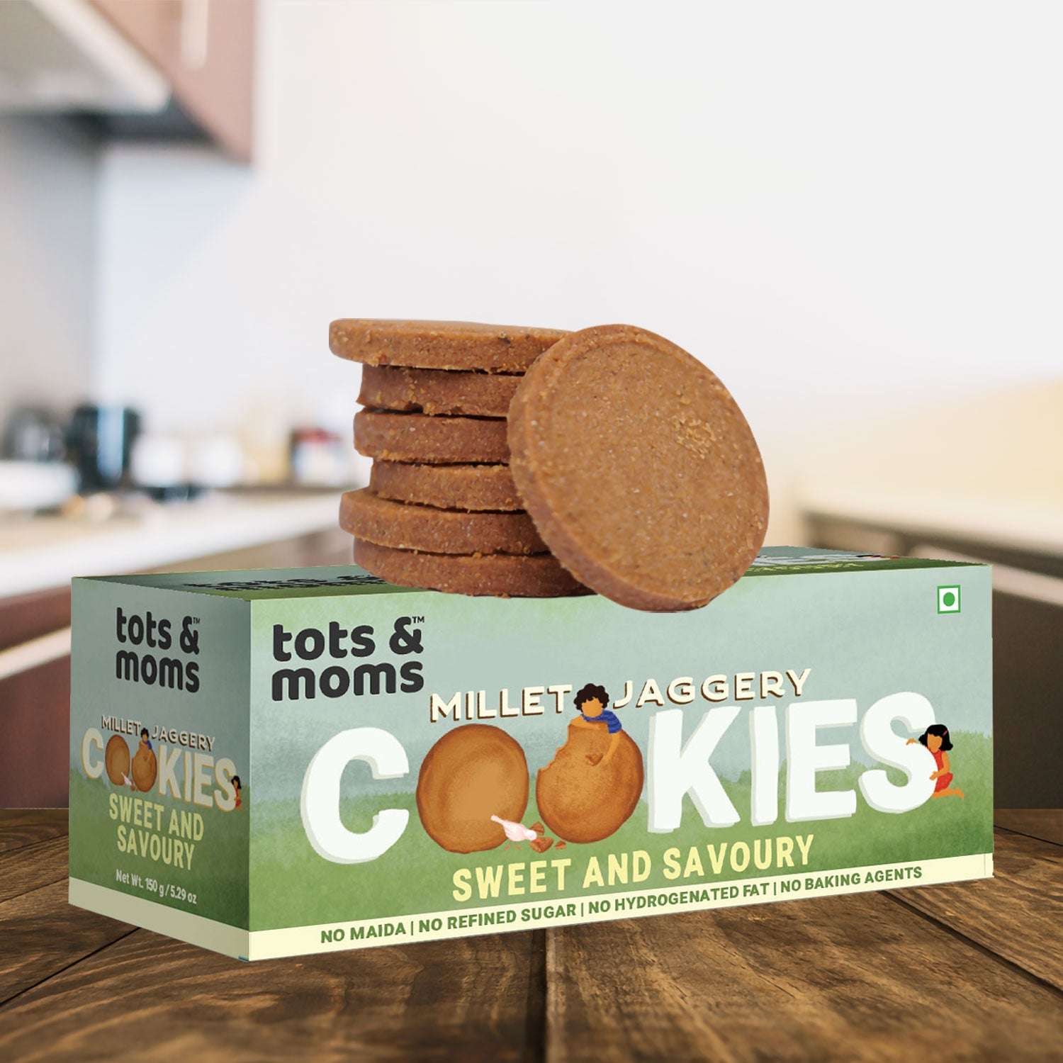 Tots & Moms Millet & Jaggery Cookies - Sweet & Savory | 150g - HS07