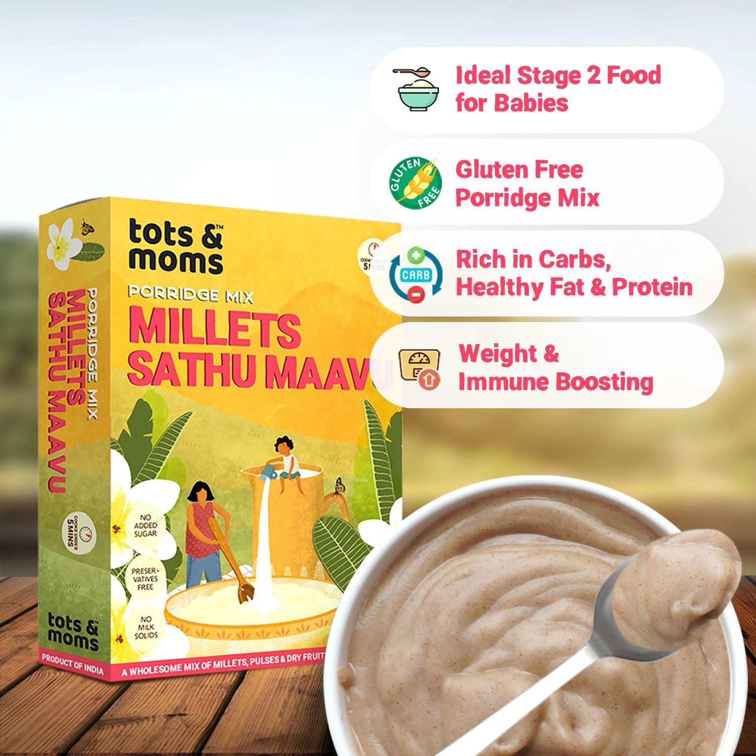 Tots & Moms Multigrain Millet Cereal - Millet Sathu Maavu - HP06