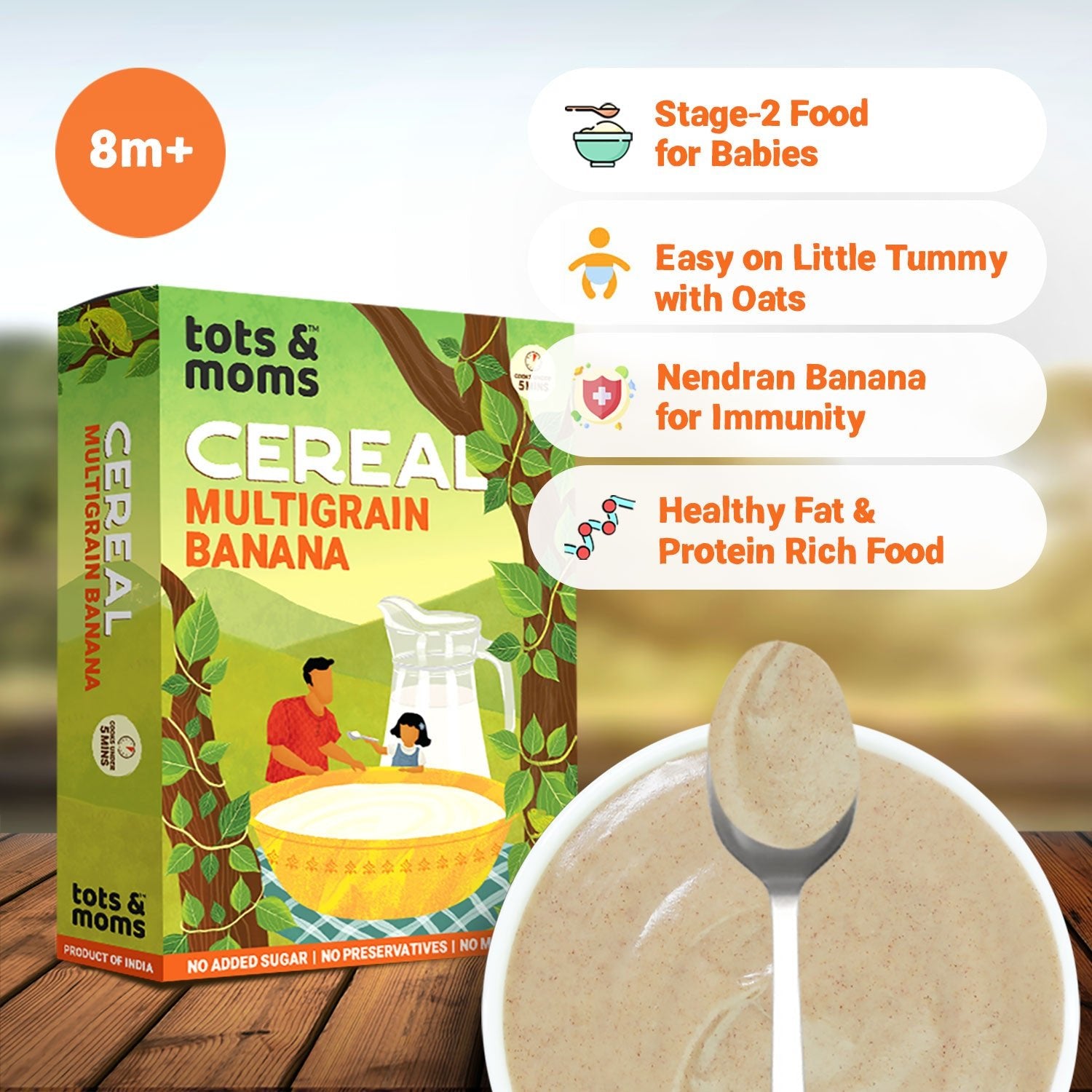 Tots & Moms Multigrain Raw Kerala Banana Cereal 200g for babies - CE07