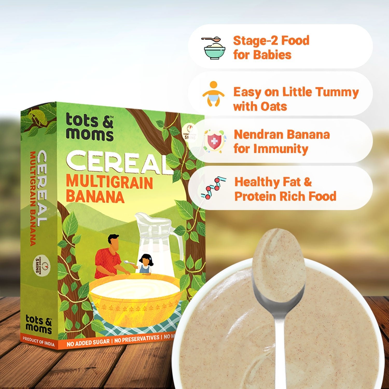 Tots & Moms Multigrain Raw Kerala Banana Cereal 200g for babies - CE07