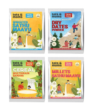 Tots & Moms Multigrain Trial Pack with Dates Powder | 4 Packs | 50g each - TP4