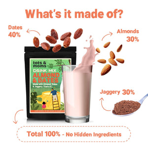 Tots & Moms No Sugar Brain Boosting Drink Mix - Almond & Dates 200g - DM07