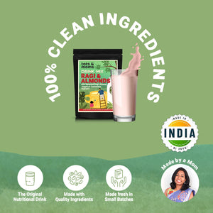 Tots & Moms No Sugar Drink Mix Sprouted Ragi & Almond Mix with Jaggery 200g - Baby Food
