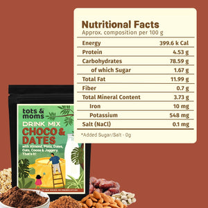Tots & Moms No Sugar Iron Rich Choco Dates Drink Mix with Jaggery 200g - Baby Food