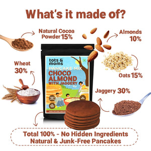 Tots & Moms NO Sugar NO Maida Pancake Mix - Choco Almond 250g - HS01