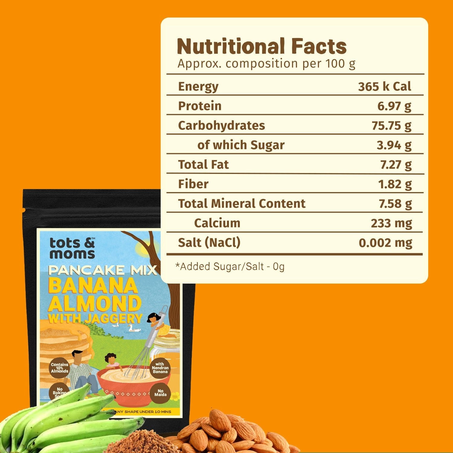 Tots & Moms Pancake Combo | Choco Almonds with Jaggery | Banana Almonds with Jaggery | 250g each - HS12