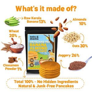 Tots & Moms Pancake Combo | Choco Almonds with Jaggery | Banana Almonds with Jaggery | 250g each - HS12
