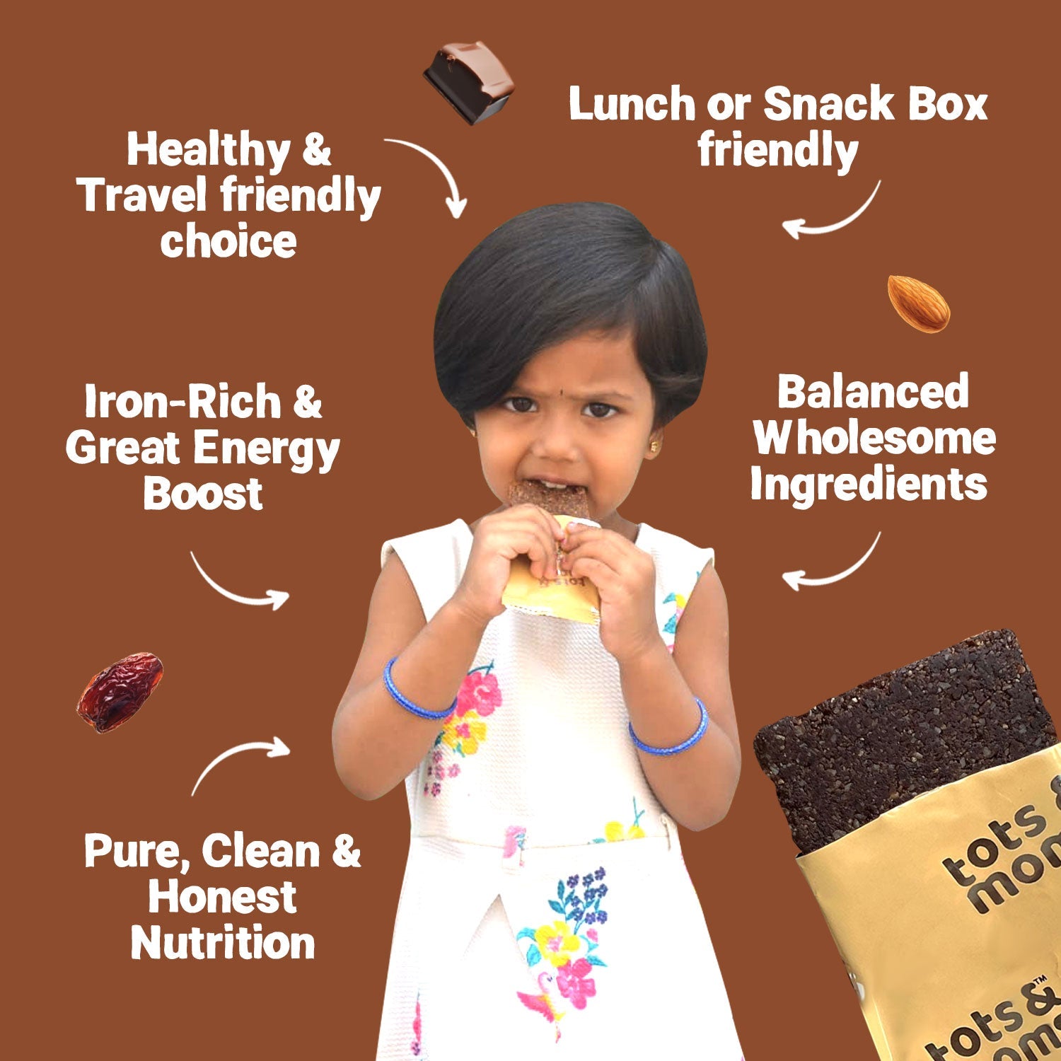 Tots & Moms Protein Bar - Choco & Dates Bar - 150g - HS10