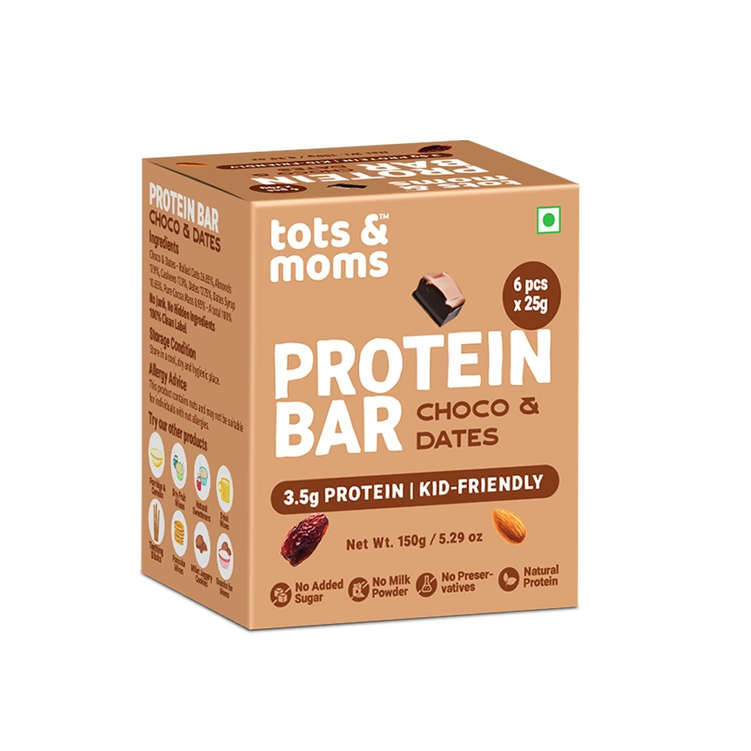 Tots & Moms Protein Bar - Choco & Dates Bar - 150g - HS10