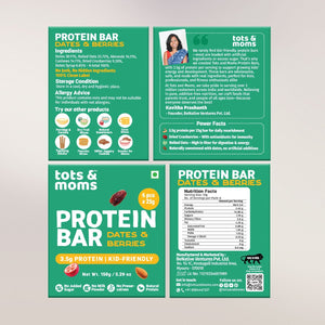 Tots & Moms Protein Bar - Choco & Dates Bar | Dates & Berries Bar | 150g each - HS1011
