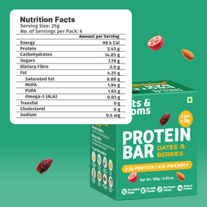 Tots & Moms Protein Bar - Dates & Nuts Bar | Choco & Dates Bar | Dates & Berries Bar | 150g each - HS91011