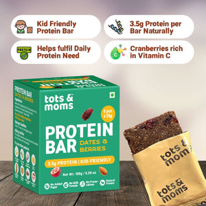 Tots & Moms Protein Bar - Dates & Nuts Bar | Choco & Dates Bar | Dates & Berries Bar | 150g each - HS91011