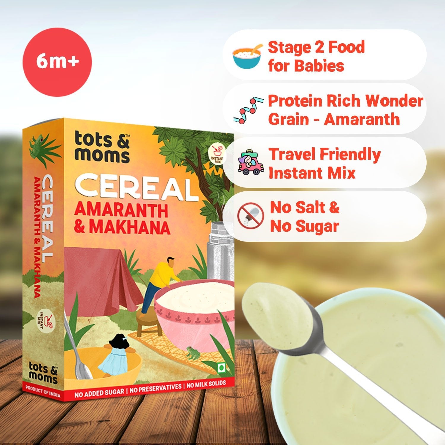 Tots & Moms Protein & Calcium Rich - Amaranth & Makhana Instant Cereal 200g - IN07