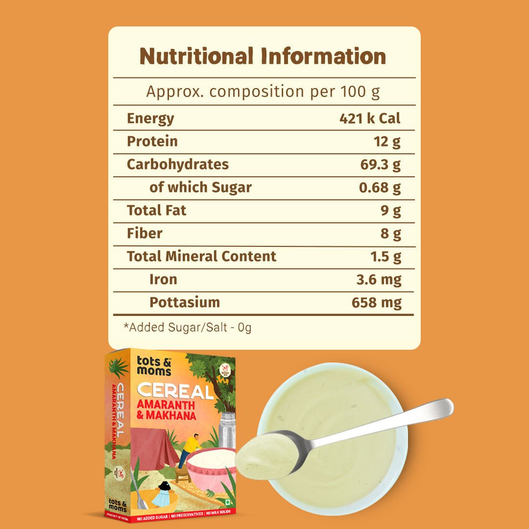 Tots & Moms Protein & Calcium Rich - Amaranth & Makhana Instant Cereal 200g - IN07