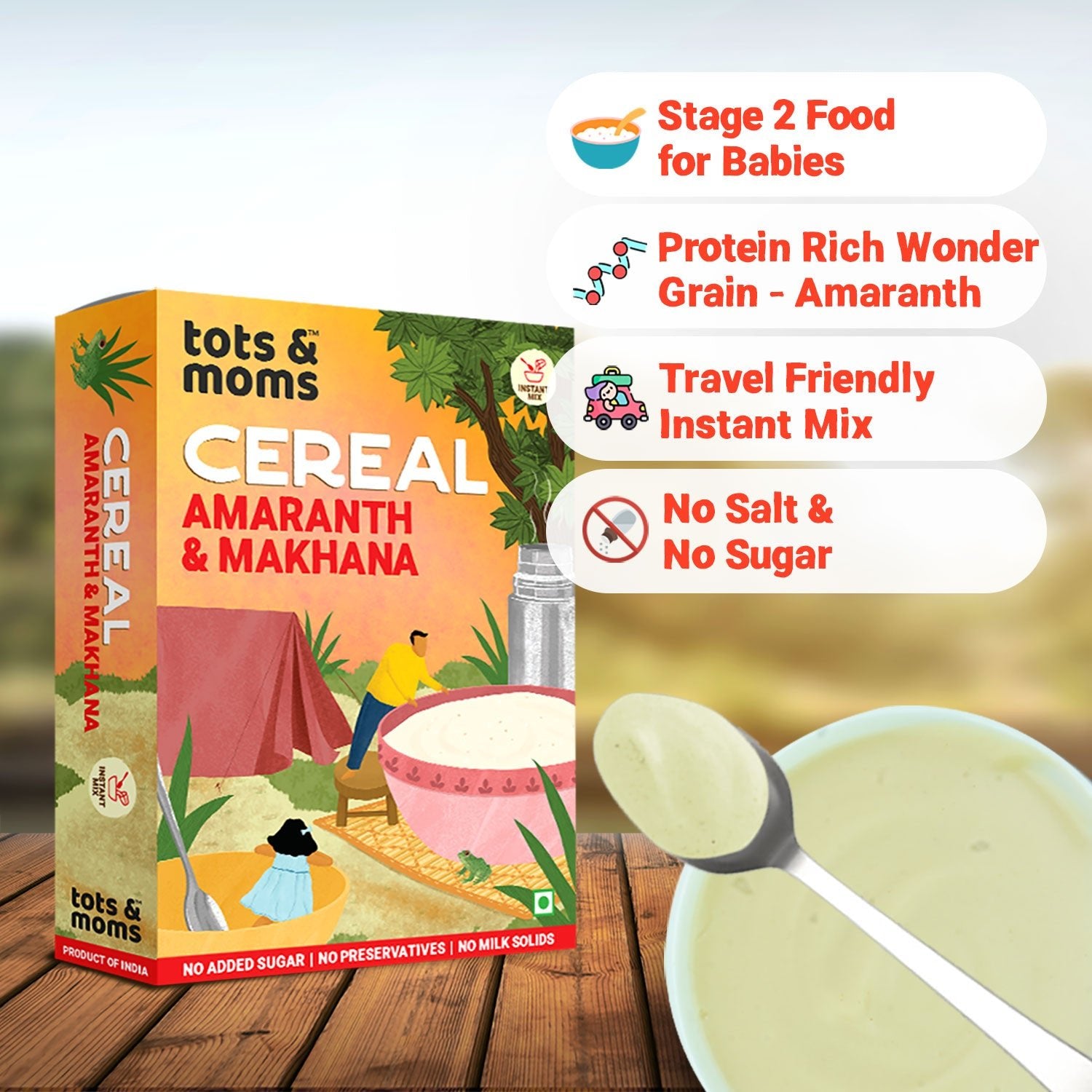Tots & Moms Protein & Calcium Rich - Amaranth & Makhana Instant Cereal 200g - IN07