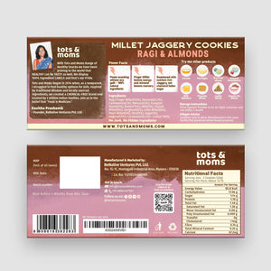 Tots & Moms Ragi & Almond Cookies | Pack of 2 - 150g each - Food & Snack