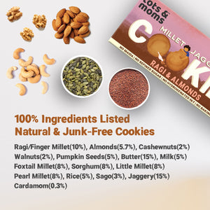 Tots & Moms Ragi & Almond Cookies | Pack of 2 - 150g each - Food & Snack