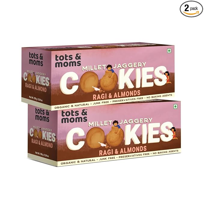 Tots & Moms Ragi & Almond Cookies | Pack of 2 - 150g each - HS05 - Pack of 2