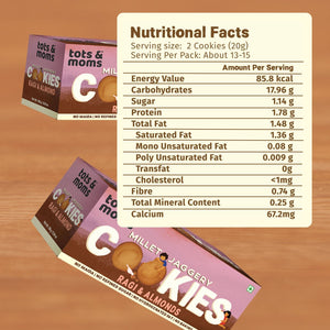 Tots & Moms Ragi & Almond Cookies | Pack of 2 - 150g each - Food & Snack