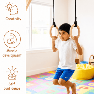 Train Your Brain Wooden Gymnastic Rings | The Mom Store - Indoor Climbers & Play Structures