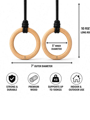 Train Your Brain Wooden Gymnastic Rings | The Mom Store - Indoor Climbers & Play Structures