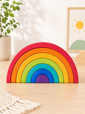 Train Your Brain Wooden Rainbow Stacker | The Mom Store - Wooden Stacker