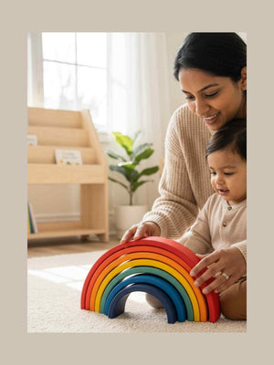 Train Your Brain Wooden Rainbow Stacker | The Mom Store - Wooden Stacker