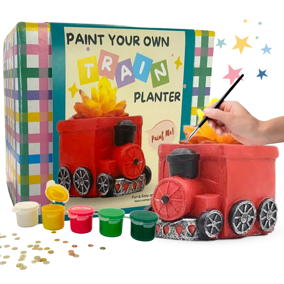 Craftopedia Paint Your Own Train Planter | DIY Art and Craft Kit