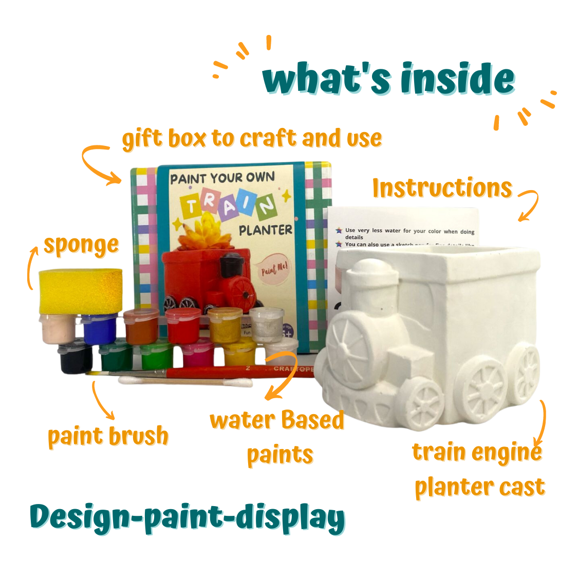 Craftopedia Paint Your Own Train Planter | DIY Art and Craft Kit