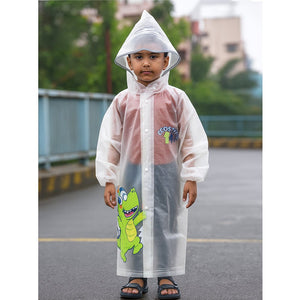 Translucent Dino Theme Raincoat for kids - 2XL - 7 - 8 Years Monsoon Wear