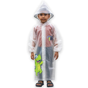 Translucent Dino Theme Raincoat for kids - 2XL - 7 - 8 Years Monsoon Wear