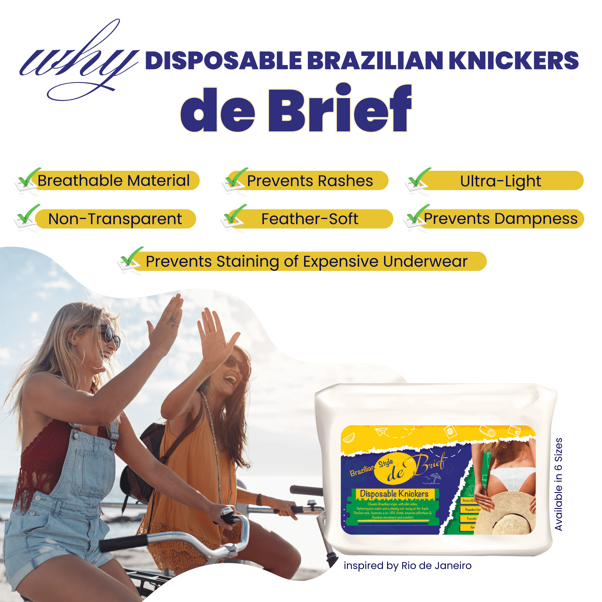 Trawee De - Brief Disposable Panty for Women | Premium Underwear |Brazilian Knickers | Use and Throw Briefs | Period Panties, Maternity, Travel, Spa, Daily Use | Non Transparent - DB001B - 0XS