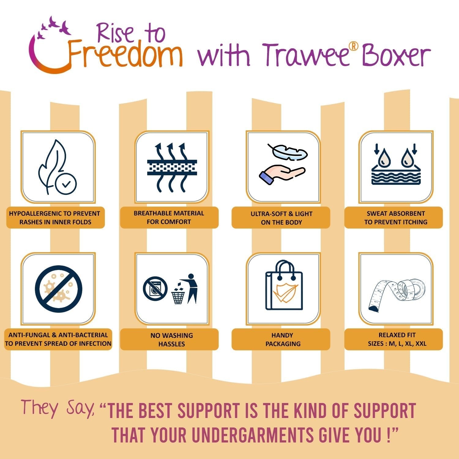 Trawee Disposable Boxer for Traveling, Trekking, Camping, Sleeping | Extra Comfort & Hygiene | Fungal Treatment | Prevents Skin Infections & UTI | Relaxed Fit | Suitable for all Skin Types - TB007A - 00M