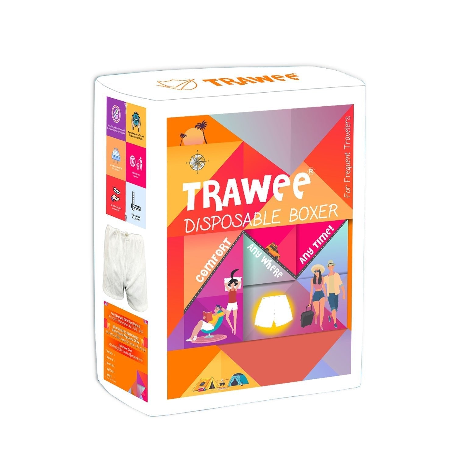 Trawee Disposable Boxer for Traveling, Trekking, Camping, Sleeping | Extra Comfort & Hygiene | Fungal Treatment | Prevents Skin Infections & UTI | Relaxed Fit | Suitable for all Skin Types - TB007A - 00M