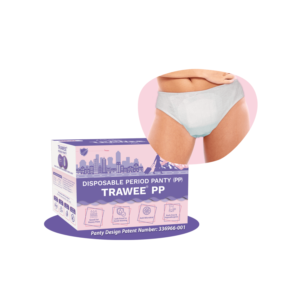 Trawee-PP Disposable Period Panty. High Absorbance for Medium-Heavy flow days. - TF012A-0XS