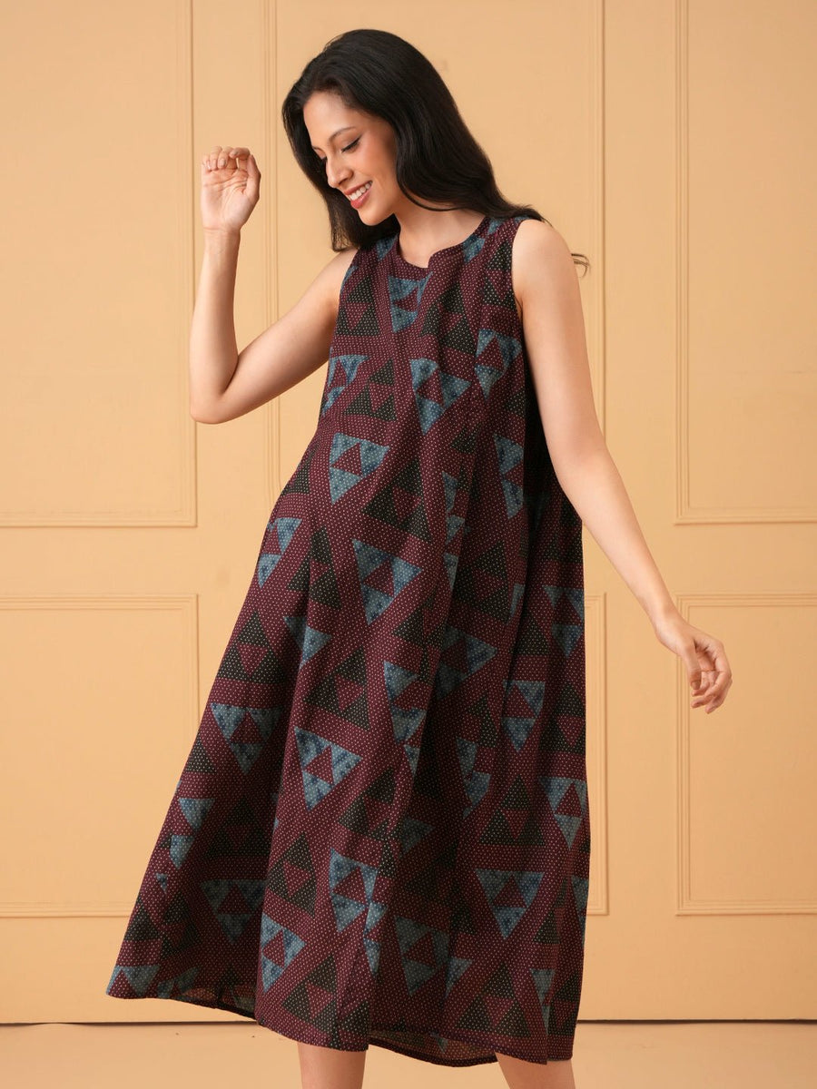 Triangle Pop Maternity and Nursing Nighty Dress