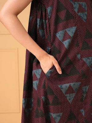 Triangle Pop Maternity and Nursing Nighty Dress - S Maternity Nightwear