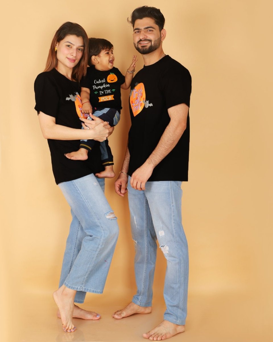 Halloween Trick Or Treat Twinning Family T Shirts- Combo of 3