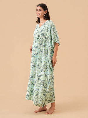 Tropic Escape Maternity and Nursing Kaftan Nighty - S Maternity Nightwear