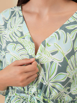 Tropic Escape Maternity and Nursing Kaftan Nighty - S Maternity Nightwear