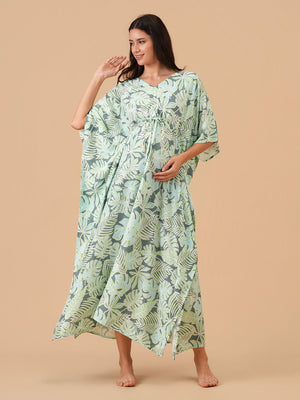 Tropic Escape Maternity and Nursing Kaftan Nighty - S Maternity Nightwear