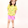 Tropical Print T-shirt with Shorts Girls Casual Set - KCW-TRPBS-6-12