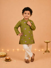 Tropical Tweet Boys Embroidered Kurta Pajama Set