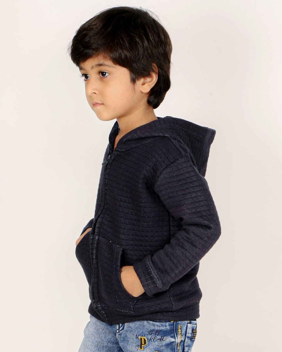 True Navy Quilted Kids Unisex Zipper Jacket - ZPJK-BLQLT-1-2
