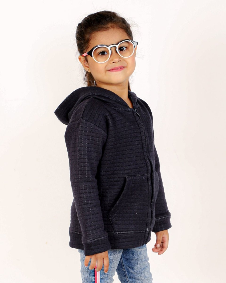 True Navy Quilted Kids Unisex Zipper Jacket - ZPJK-BLQLT-1-2