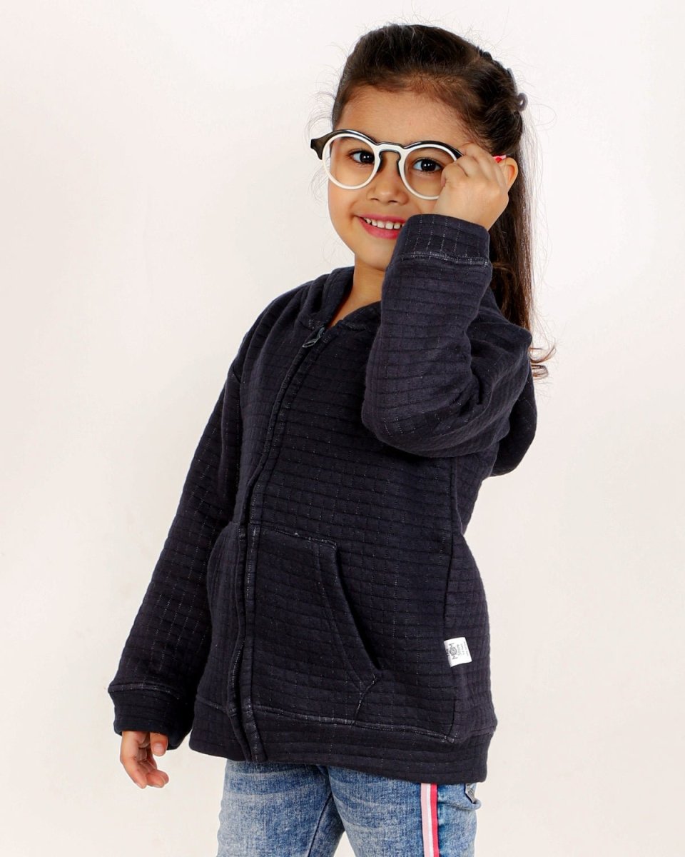 True Navy Quilted Kids Unisex Zipper Jacket - ZPJK-BLQLT-1-2