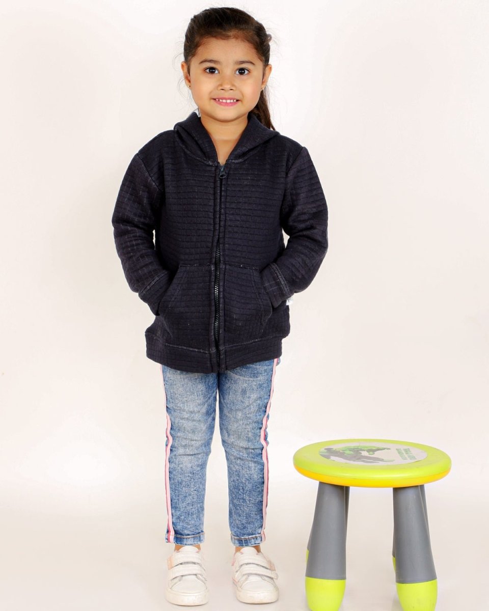 True Navy Quilted Kids Unisex Zipper Jacket - ZPJK-BLQLT-1-2
